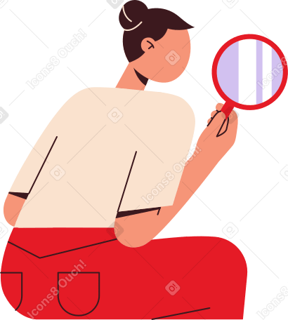 woman with magnifier Illustration in PNG, SVG