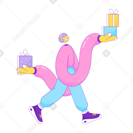 Girl carrying gifts in her hands PNG, SVG