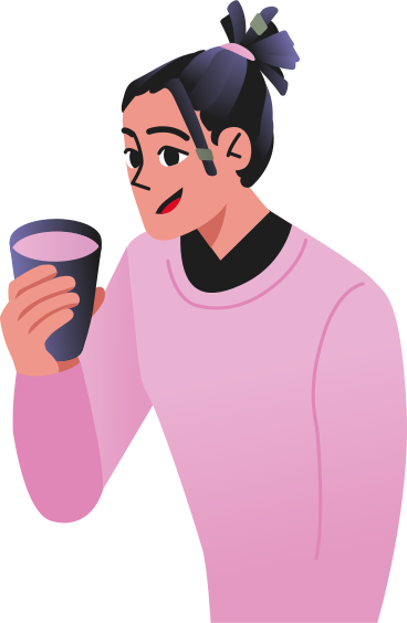 Young woman sitting with a glass in her hand PNG, SVG