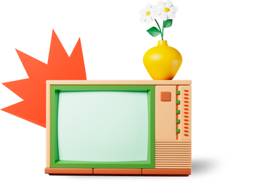 tv and flowers PNG, SVG