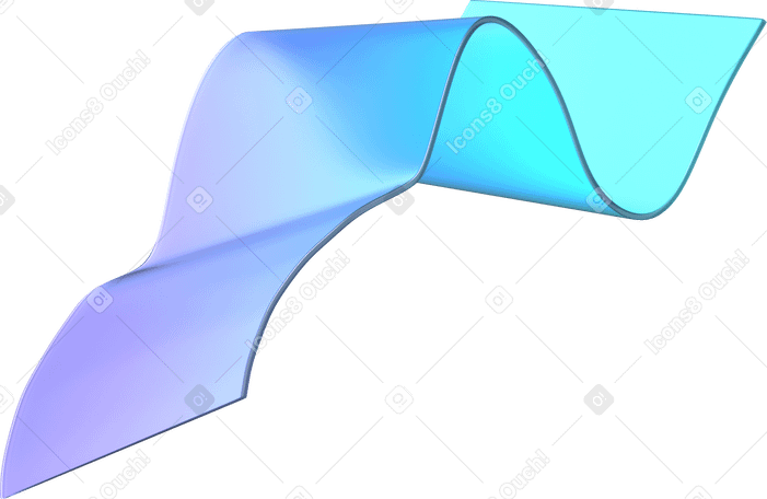 3D curved transparent gradient ribbon PNG, SVG