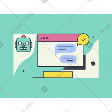 Chatbot animated illustration in GIF, Lottie (JSON), AE