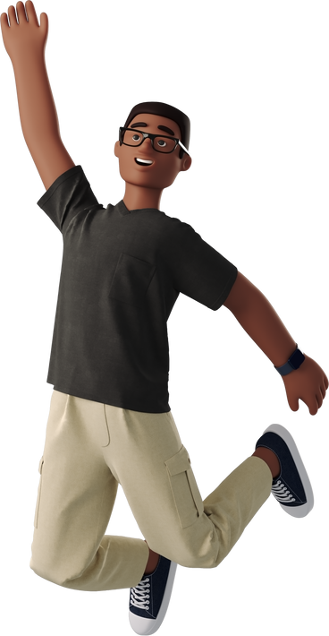 joyful young black man jumping PNG, SVG