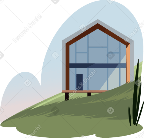 modern house with large panoramic windows Illustration in PNG, SVG