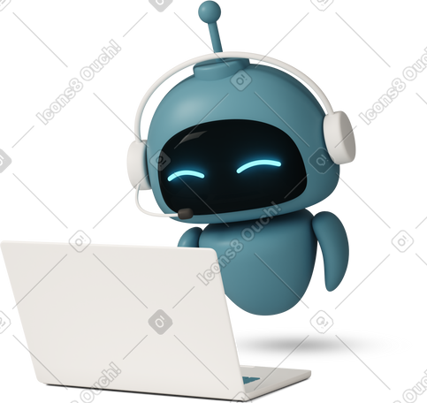 3D chatbot using laptop PNG, SVG