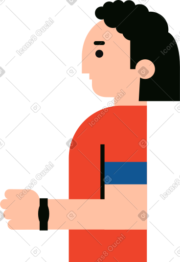 Curly man in side view holding something PNG, SVG