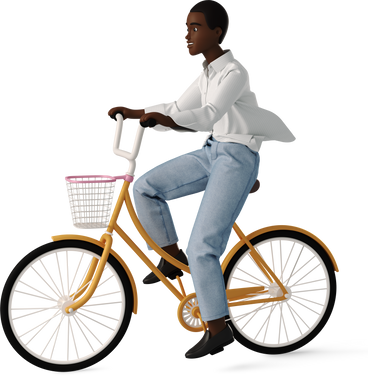young woman on a bike PNG、SVG