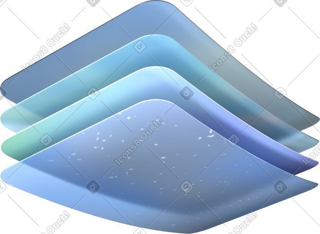 3D four monochrome plastic rectangles with rounded corners PNG, SVG