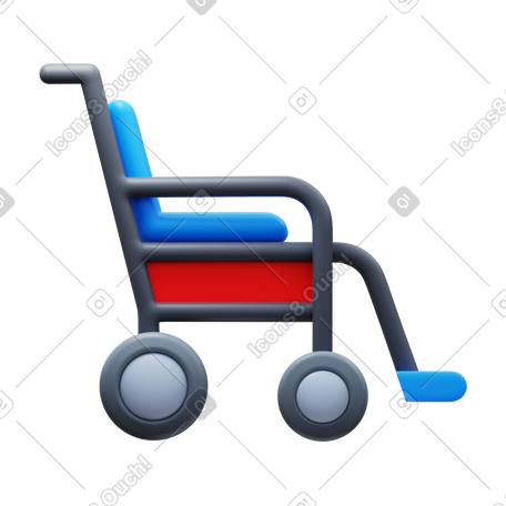 3D wheelchair PNG, SVG