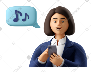 收到音乐消息的女人 PNG, SVG