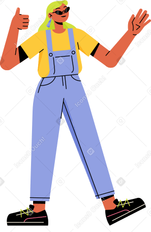 girl with glasses showing thumbs up PNG, SVG