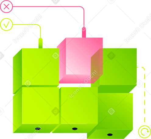 cube construction with wires Illustration in PNG, SVG