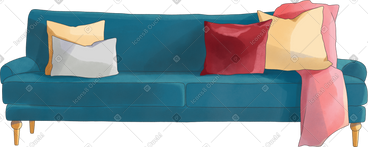 Sofa with pillows PNG, SVG