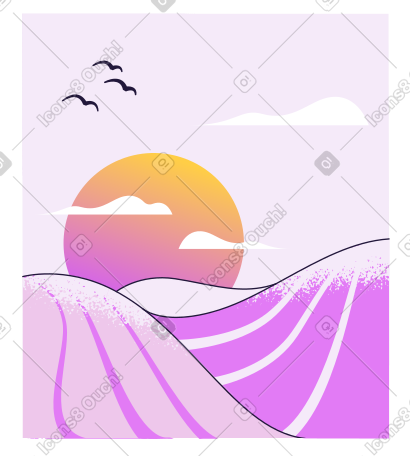 海洋上美丽的日落 PNG, SVG