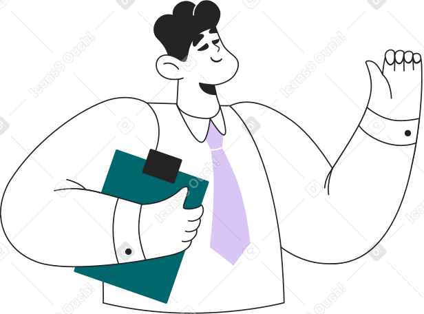 man in office clothes with a clipboard Illustration in PNG, SVG