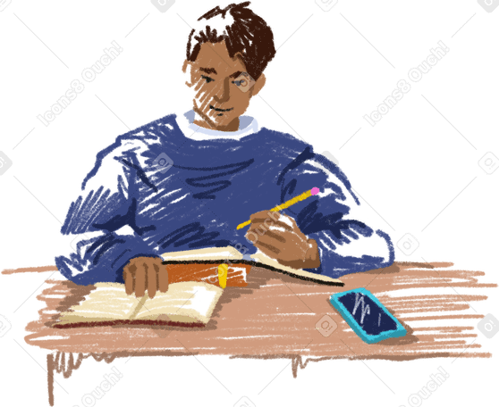 young man studying PNG, SVG