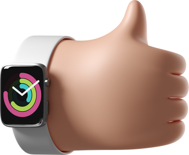 White skin hand with smartwatch turned on showing thumbs up PNG, SVG