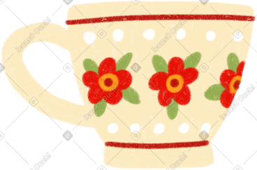 Cup with flowers PNG, SVG