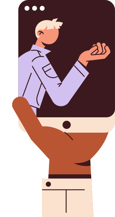 hand holding a mobile phone with a picture of a man PNG, SVG
