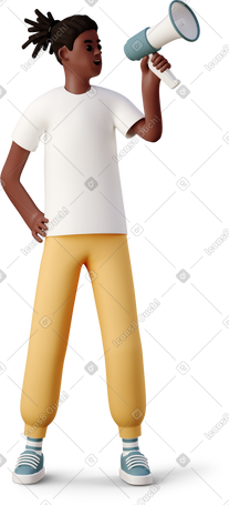 3D boy with megaphone PNG, SVG