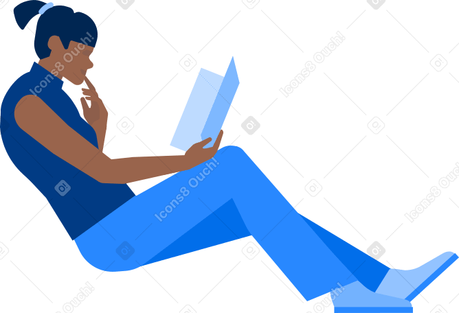 woman is sitting and reading a book Illustration in PNG, SVG