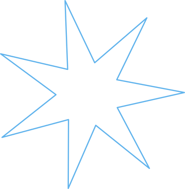 Blauer linienstern mit sieben enden PNG, SVG