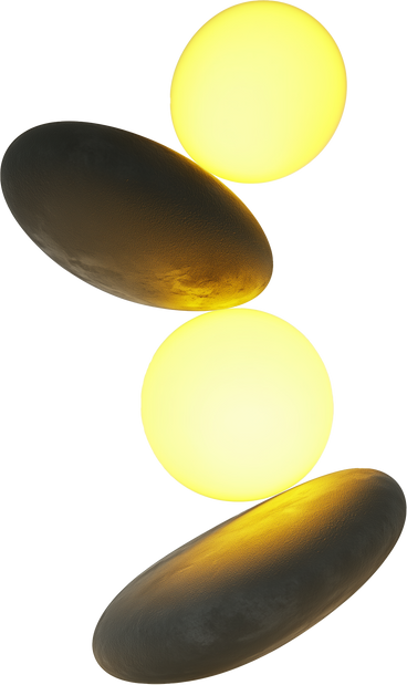 Abstract 3d sculpture made of glowing balls and stones PNG, SVG