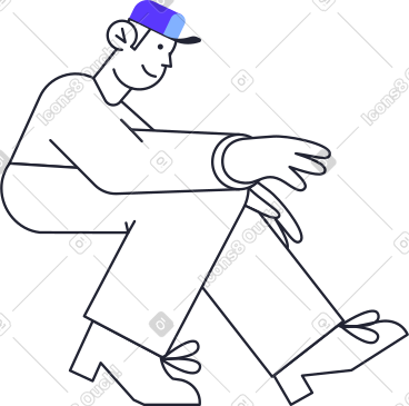 Seated man in blue cap  PNG, SVG