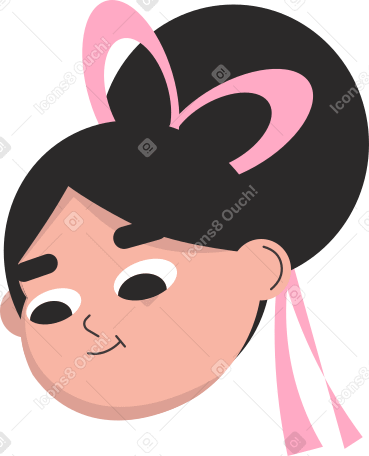 head woman with pink ribbon in her hair PNG, SVG