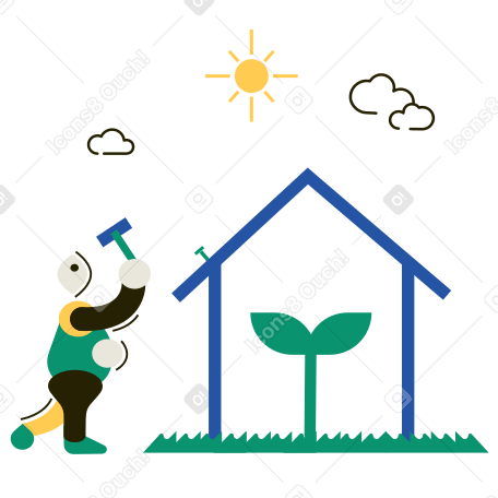 Eco-house Illustration in PNG, SVG