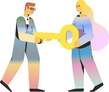 man and woman holding a key PNG, SVG