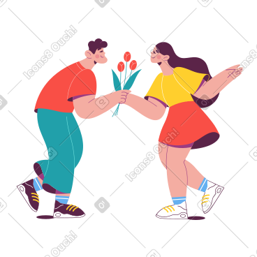 男人给女人送花 PNG, SVG