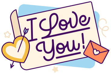 Lettering I Love You! with heart and envelope text PNG, SVG
