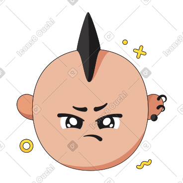 Cool face with a mohawk PNG, SVG