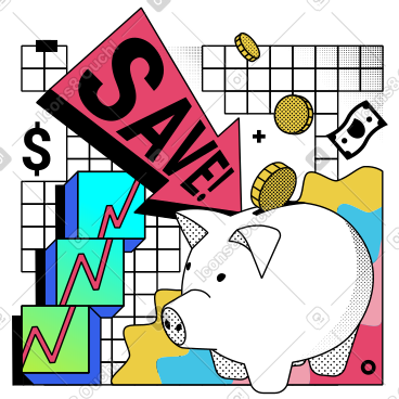 Savings, piggy bank and chart PNG, SVG