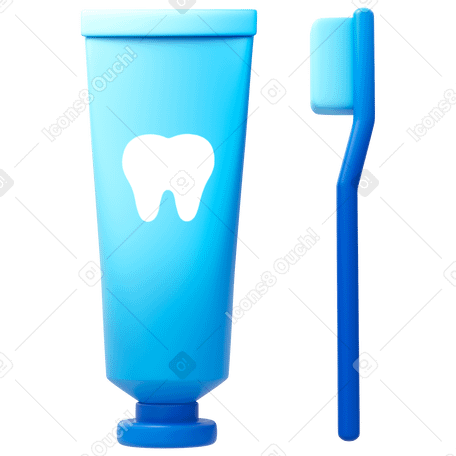 3D tooth cleaning kit PNG, SVG