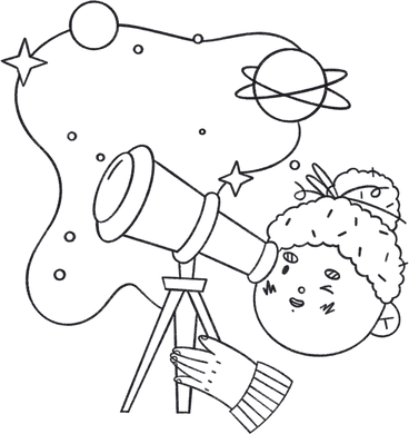scientist looking at space through a telescope PNG, SVG