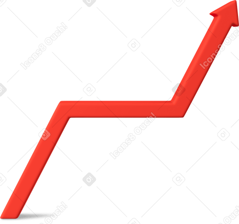 3D red increase arrow chart PNG, SVG
