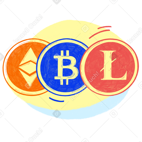 Different cryptocurrency coins PNG, SVG