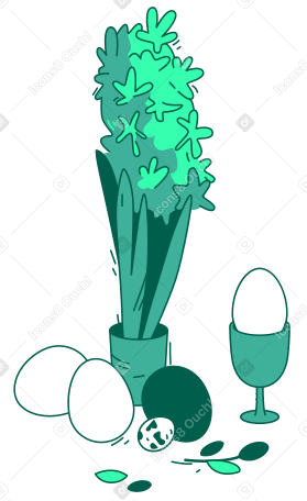 Hyacinth flower and Easter eggs PNG, SVG