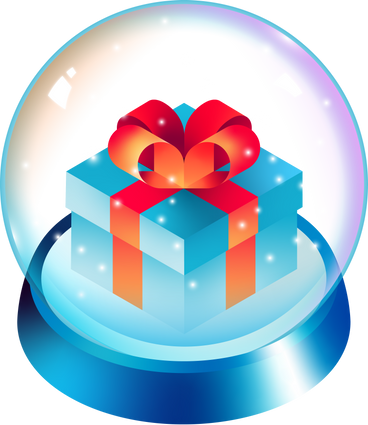 isometric christmas glass ball with gift PNG, SVG
