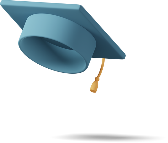 Illustration Chapeau de graduation bleu dans l'air aux formats PNG, SVG