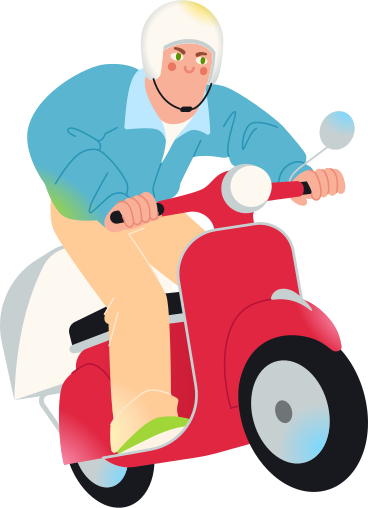 Man riding a red scooter PNG, SVG