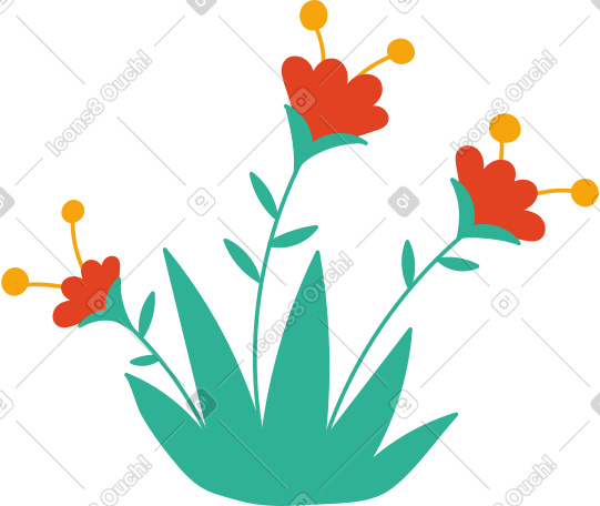 草地上有叶子的花 PNG, SVG