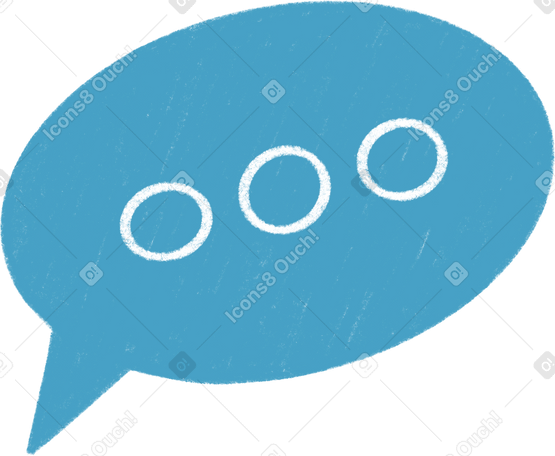 blue speech bubble with dots Illustration in PNG, SVG