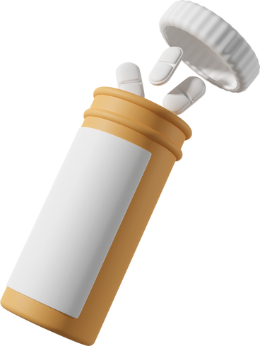 Opened yellow bottle of pills  PNG, SVG