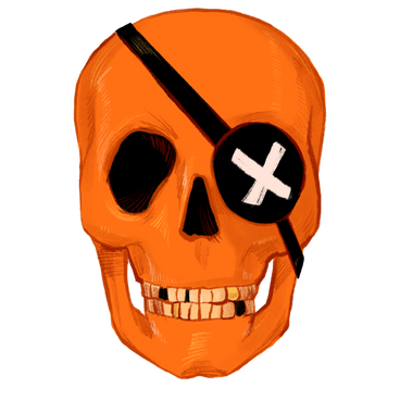 halloween skull with eye patch PNG, SVG