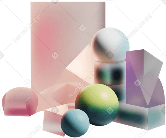3D Composição abstrata com objetos coloridos PNG, SVG