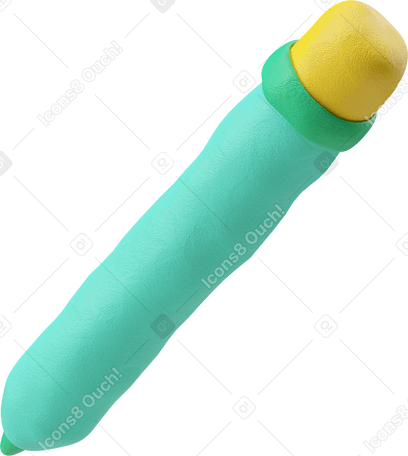 3D Three-quarter view of a green blue pencil Illustration in PNG, SVG