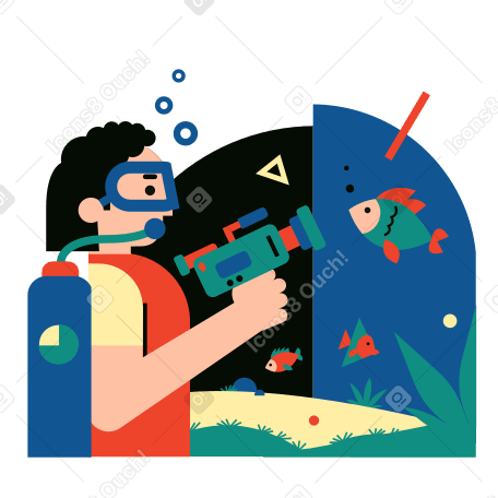 Underwater video shooting Illustration in PNG, SVG